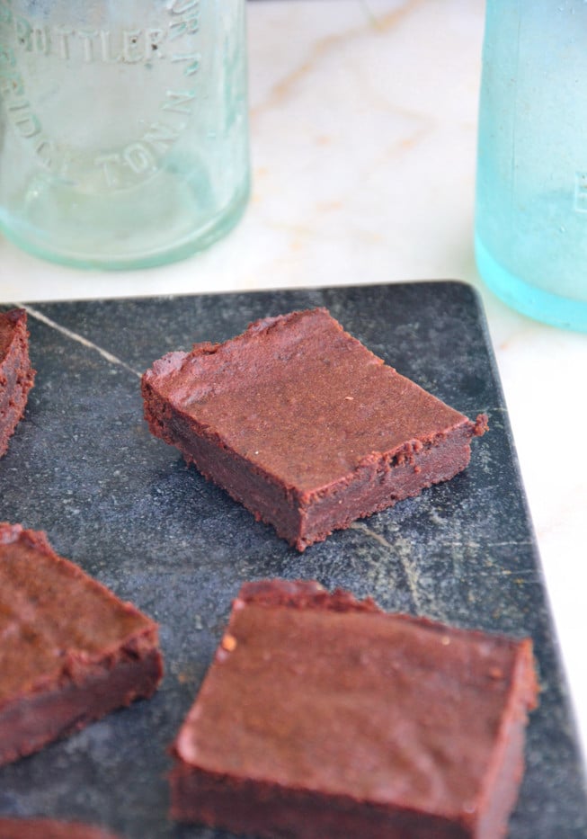 The Best Vegan Gluten-Free Brownies are full of chickpea flour and pure maple syrup and a pinch of cayenne pepper for a kick of heat!